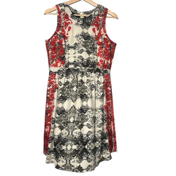 Parker Embroidered Ancho Silk Dress Red Black White - Picture 7 of 10